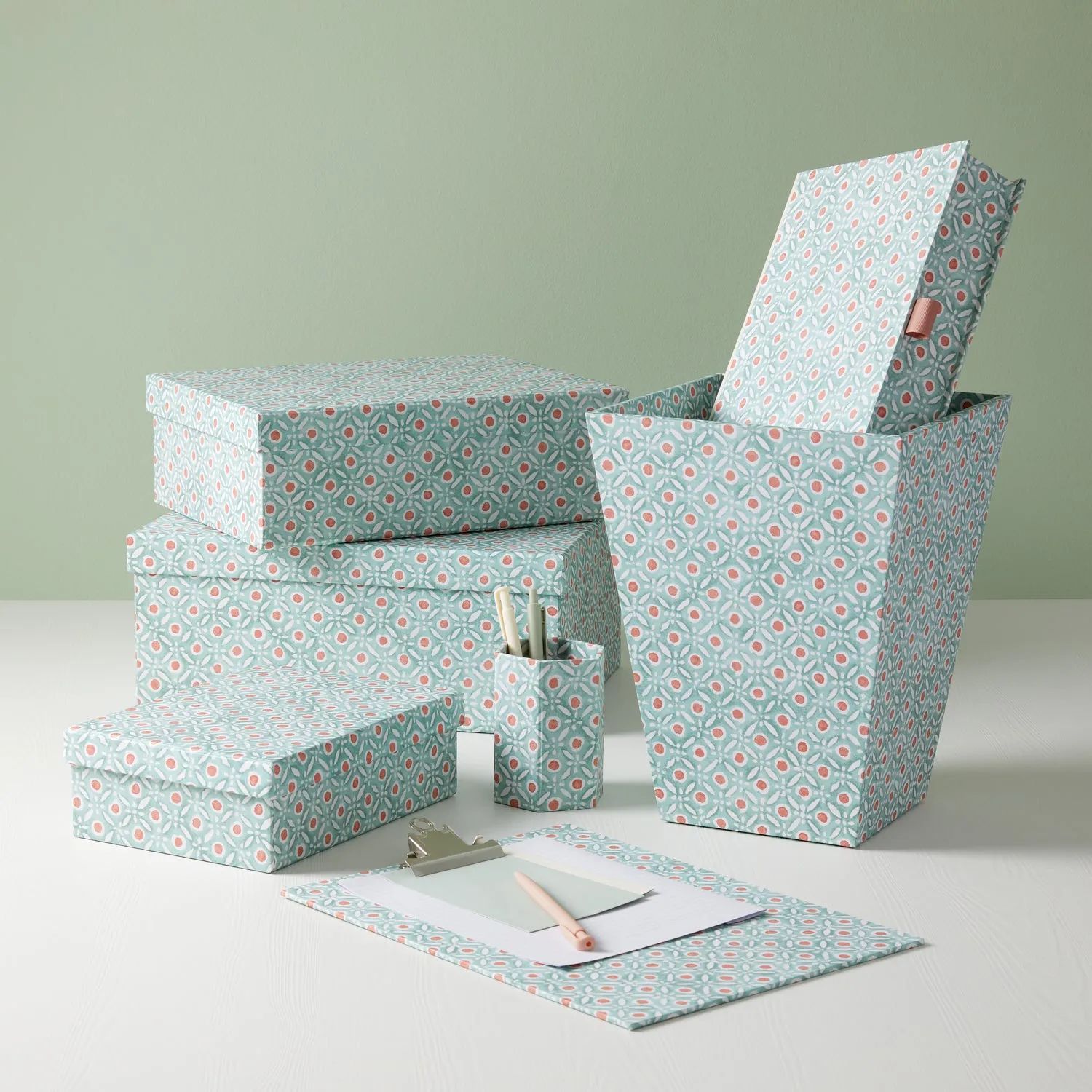 Letter Tray Batik Dots Coral/Aqua
