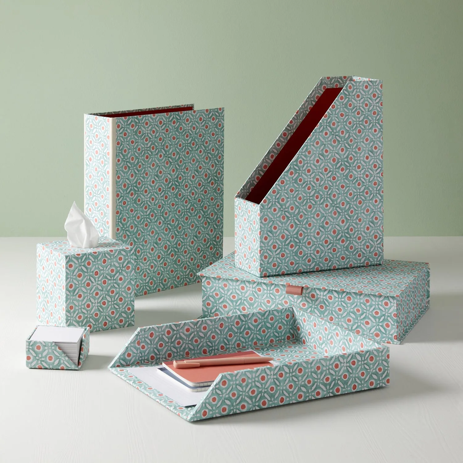 Letter Tray Batik Dots Coral/Aqua