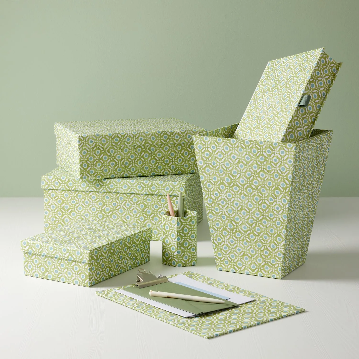 Letter Tray Batik Dots Green/Aqua