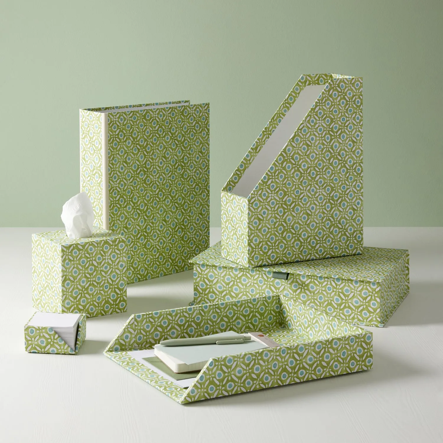 Letter Tray Batik Dots Green/Aqua