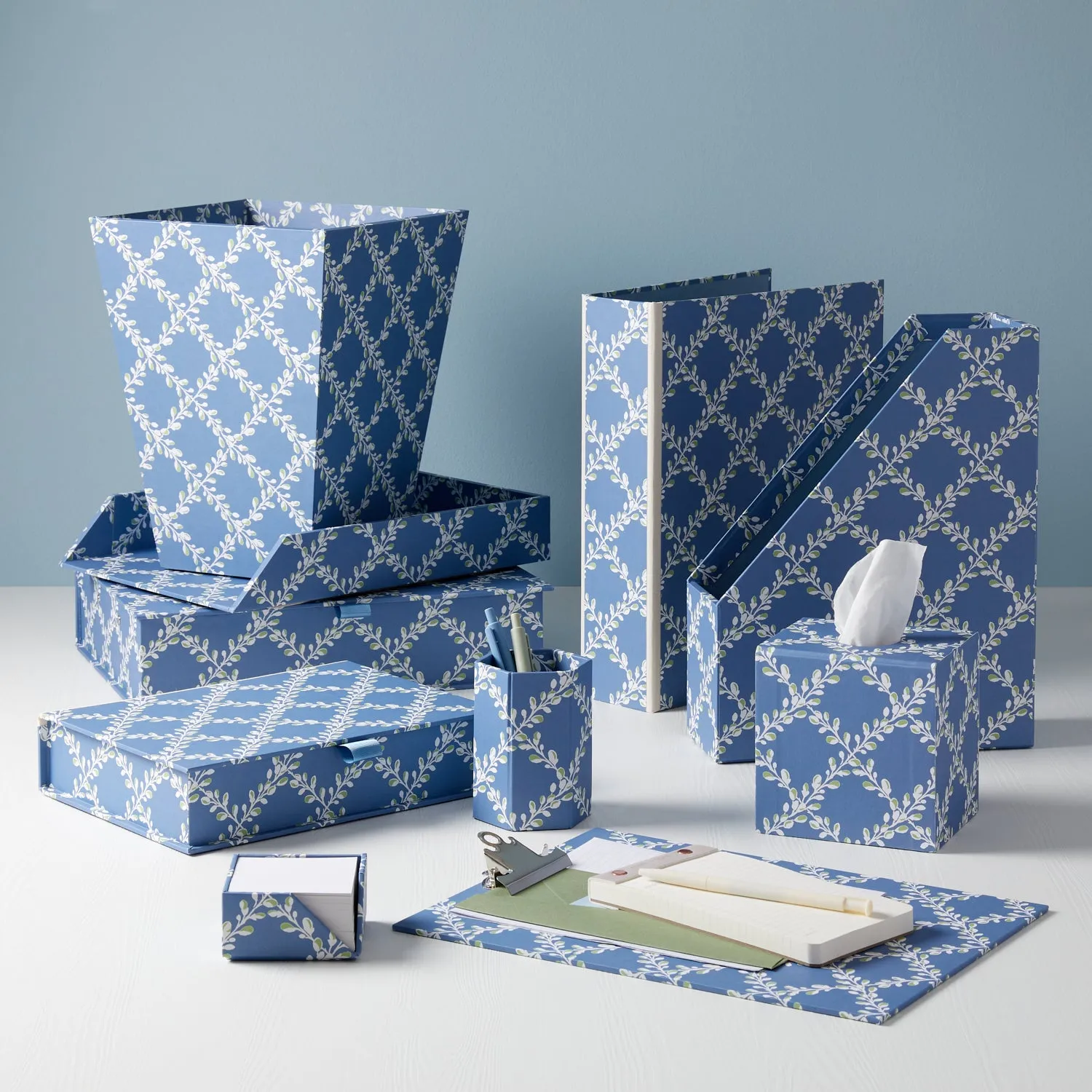 Letter Tray Bud Trellis Blue