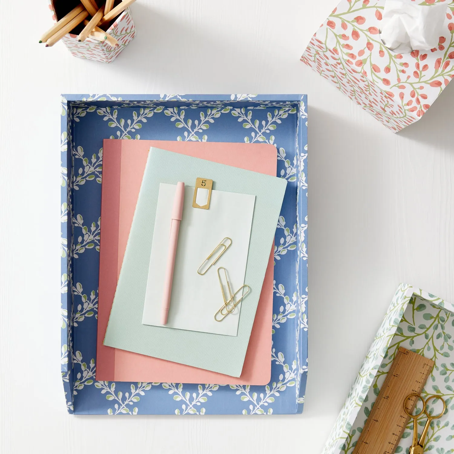 Letter Tray Bud Trellis Blue
