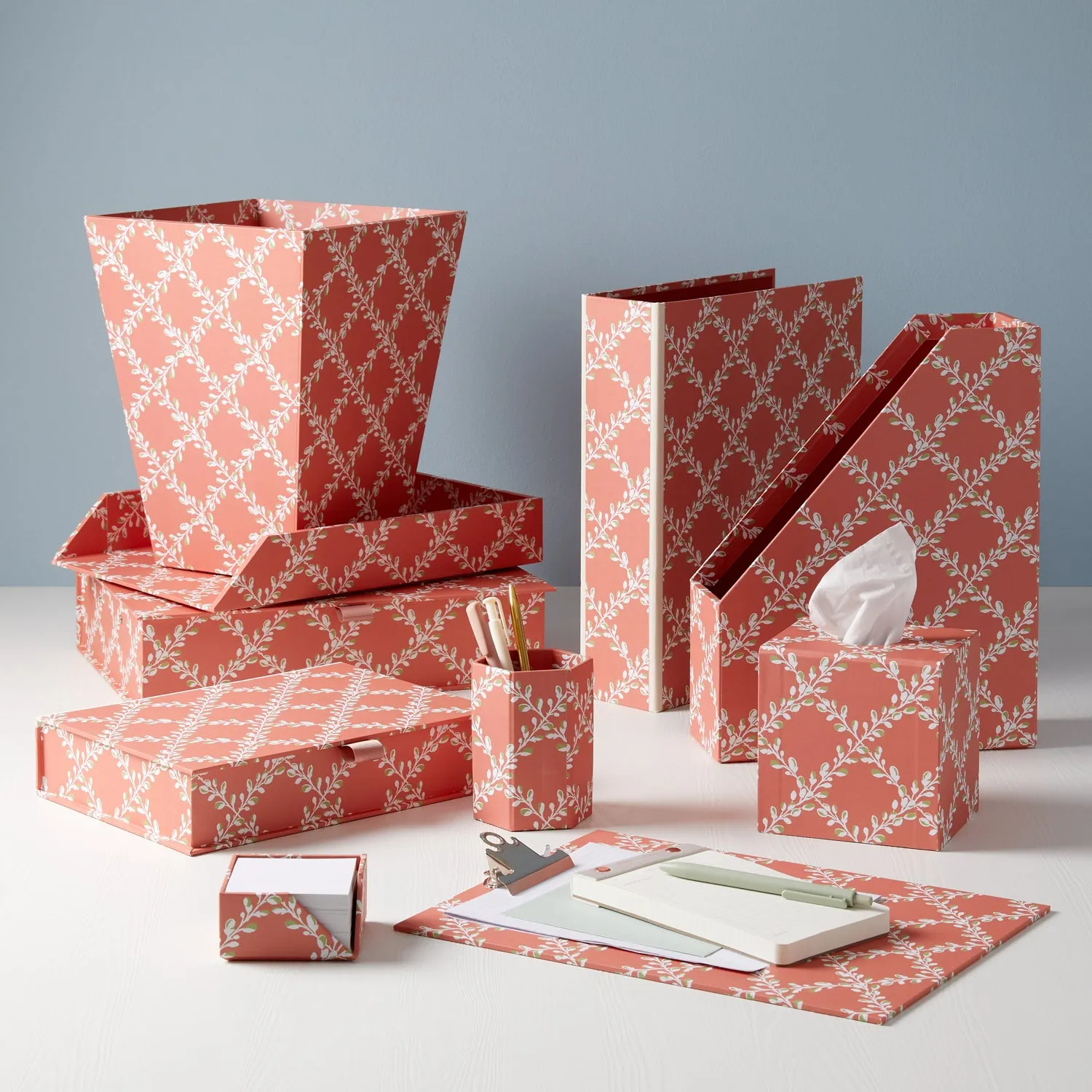 Letter Tray Bud Trellis Coral
