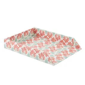 Letter Tray Ginko Tulips Coral/Aqua