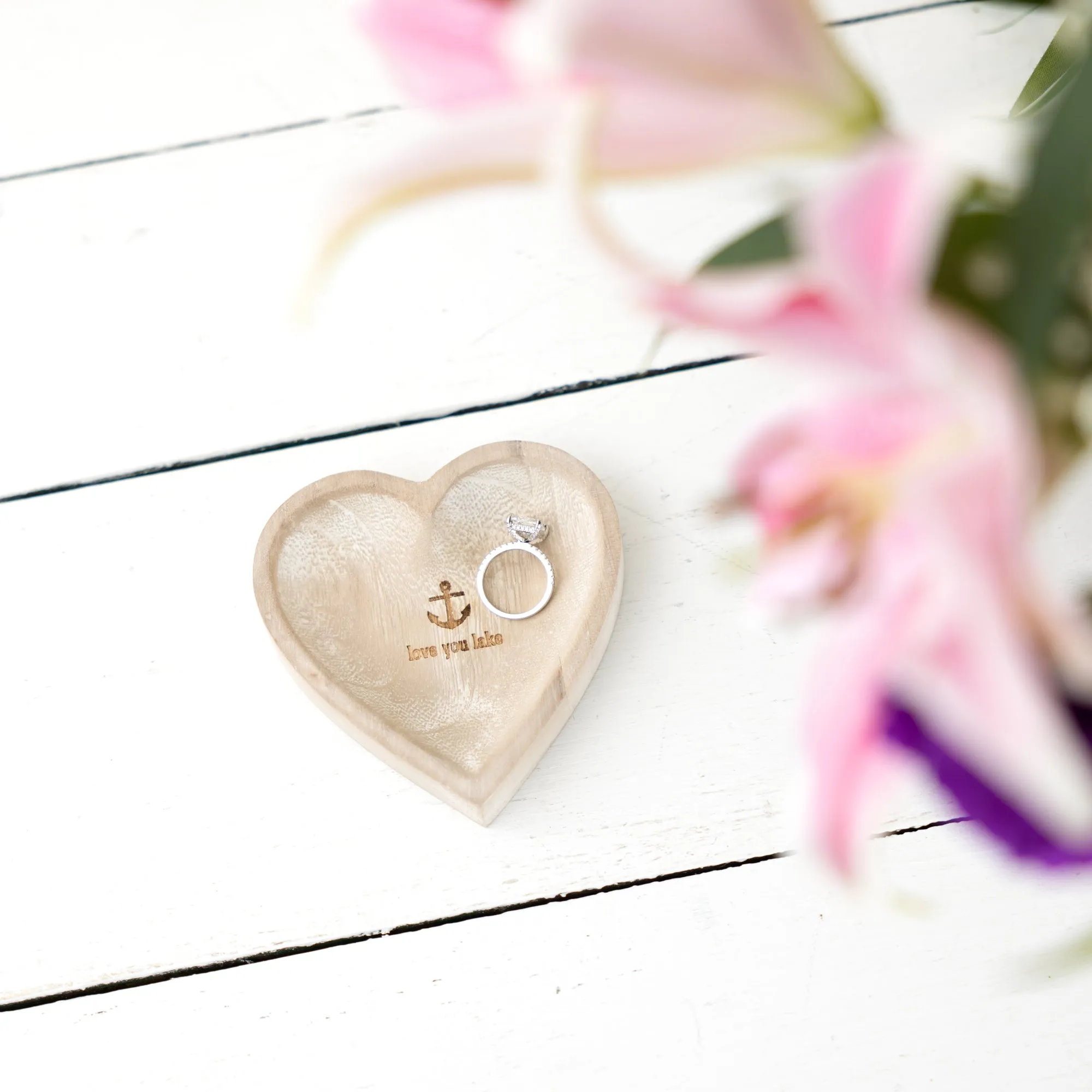 Love You Lake 4" Wood Keepsake Dish