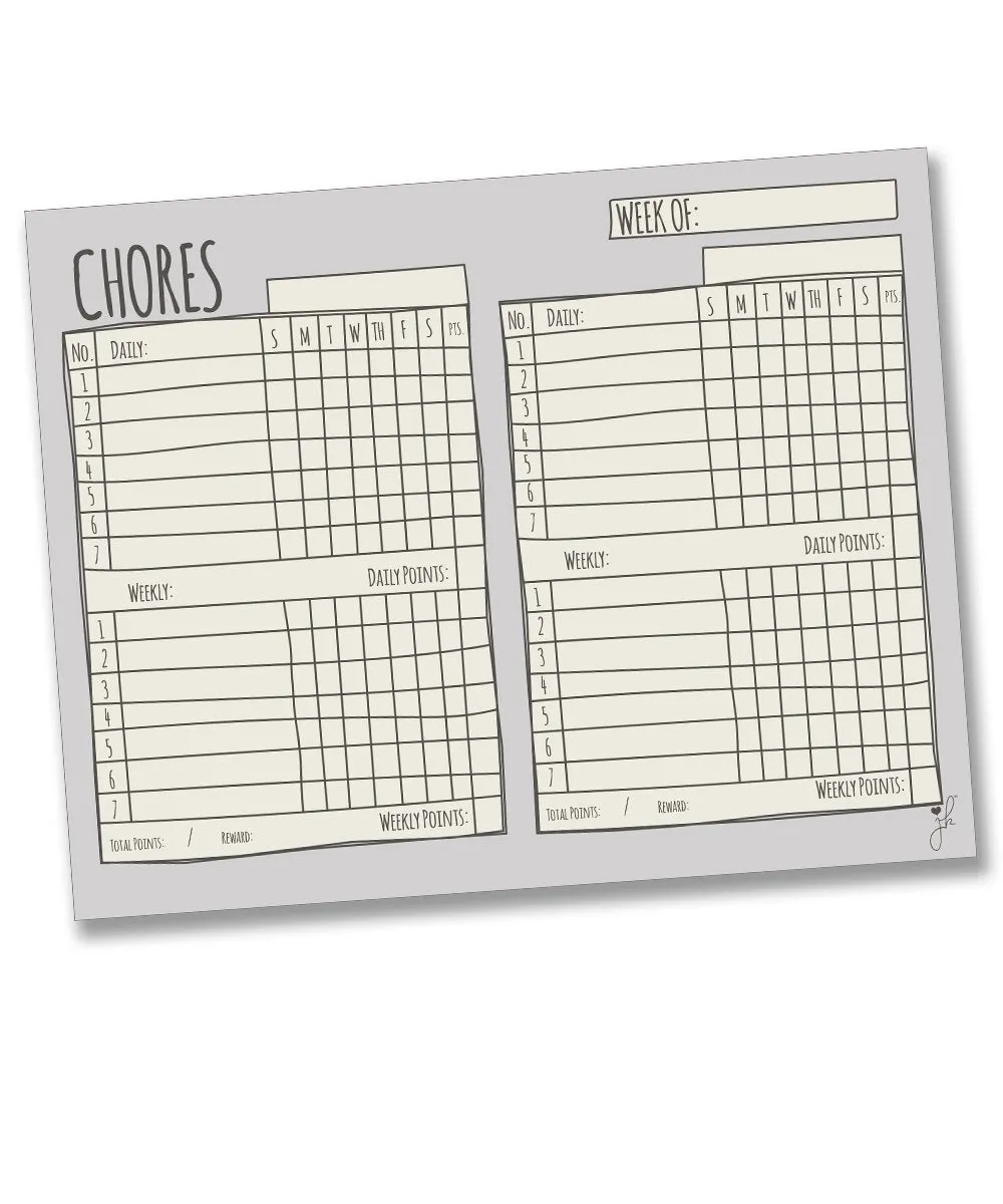 Magnetic Multiple Child Chore Chart - Sketch Design