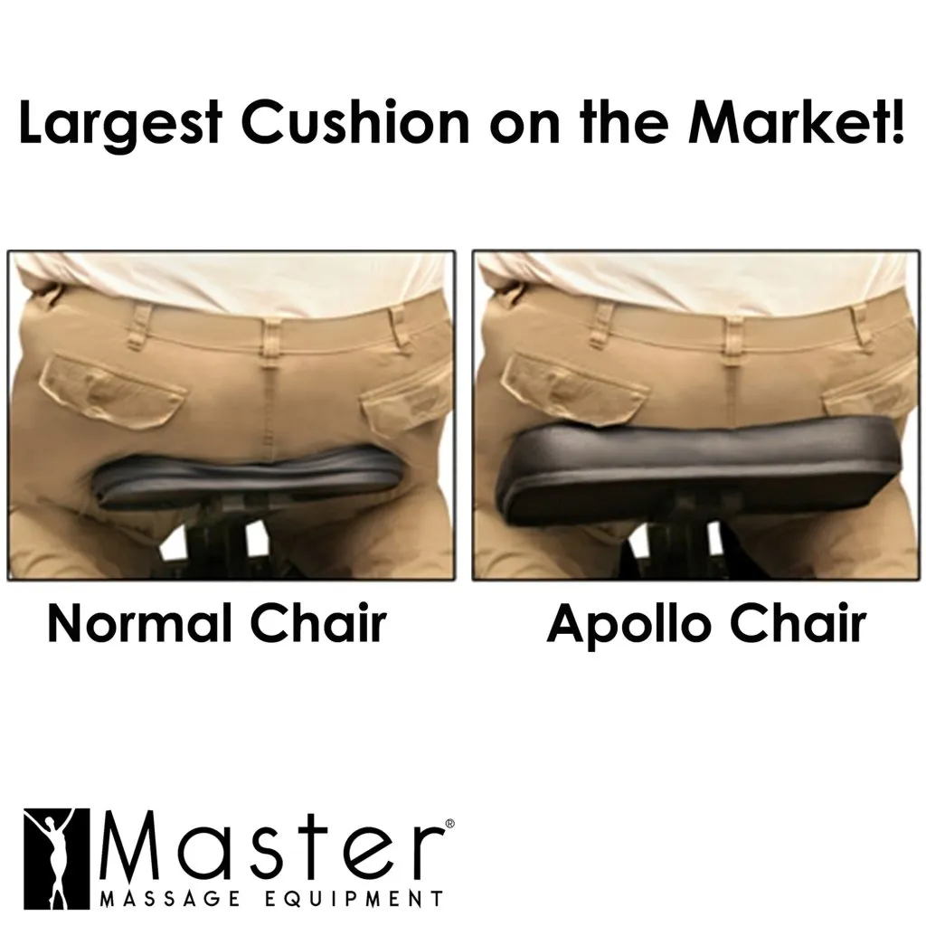 Master Massage Apollo Extra Large Size Portable Massage Chair-Lightweight Aluminum Tattoo Foldable-Sitting Posture Folding Massage Chair-with Larger Cushions and Wheels Bag-in Black