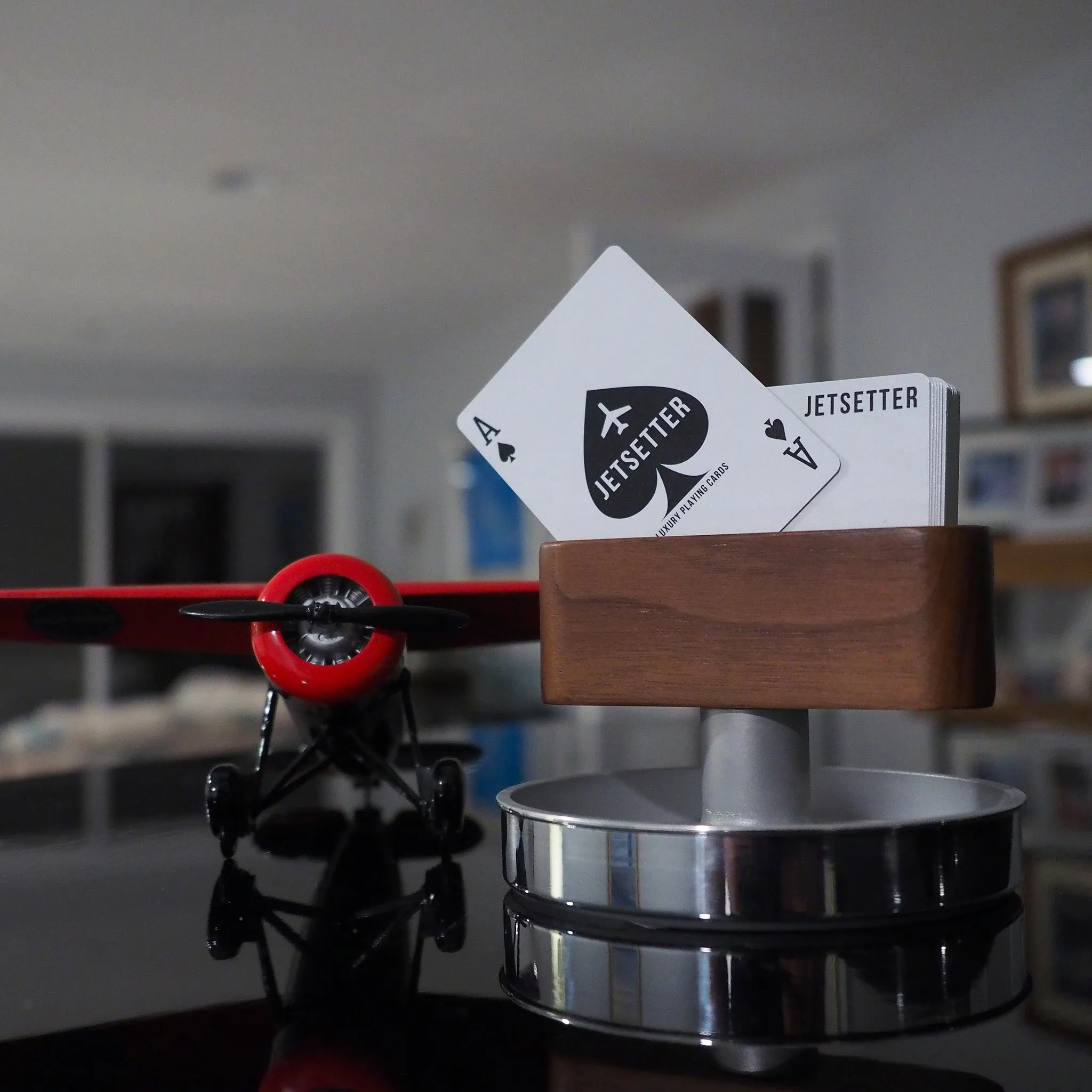 Mid Century Modern Aviation Art Floating Business Card Display Stand