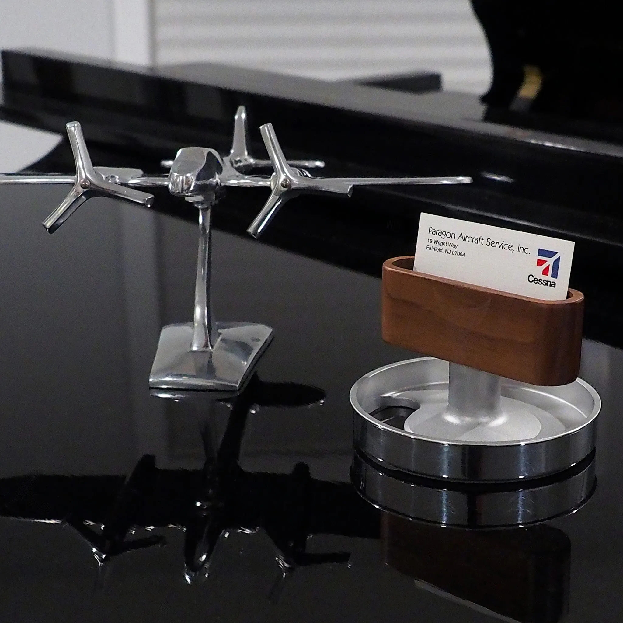 Mid Century Modern Aviation Art Floating Business Card Display Stand