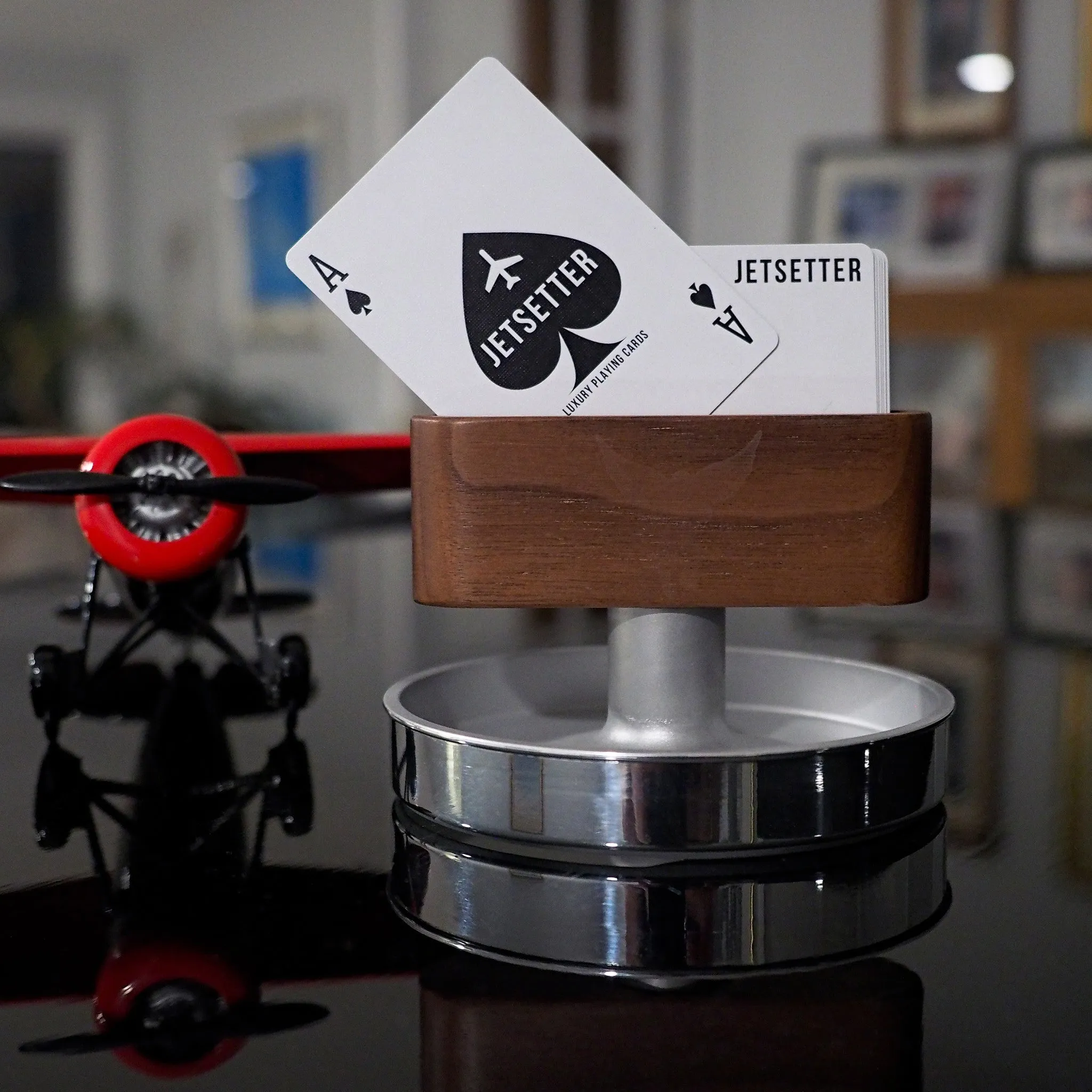 Mid Century Modern Aviation Art Floating Business Card Display Stand