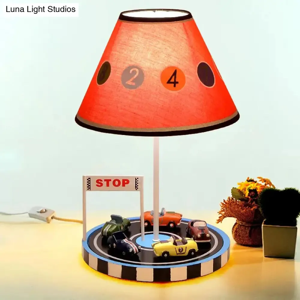 Modern Multi-Colored Desk Lamp with Tapered Shade - Bedroom Table Light