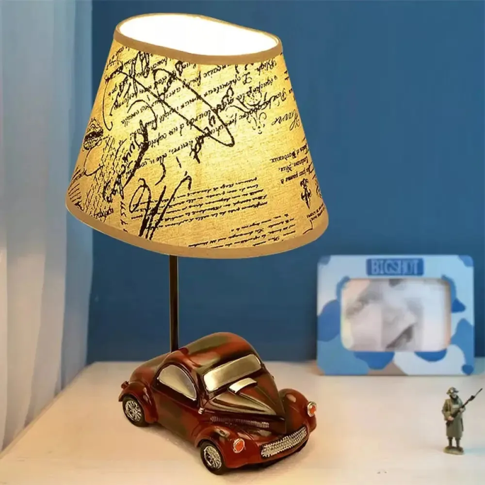 Modern Multi-Colored Desk Lamp with Tapered Shade - Bedroom Table Light