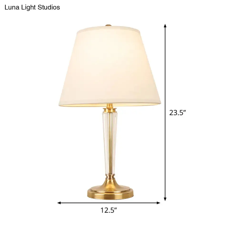 Modern White Desk Lamp with Flare Fabric Shade - Small, Ideal for Living Room or Office