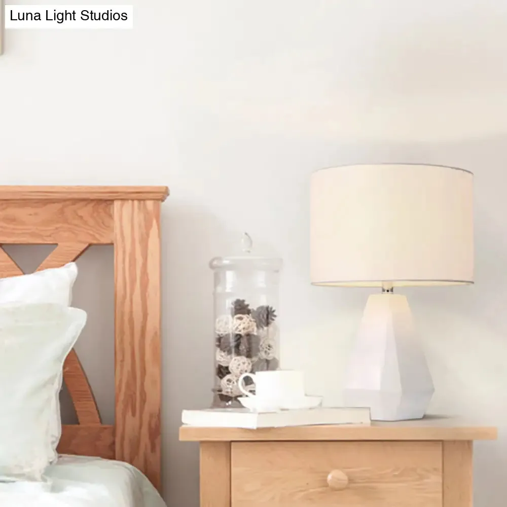 Modern White Fabric Drum Reading Book Desk Light for Bedroom