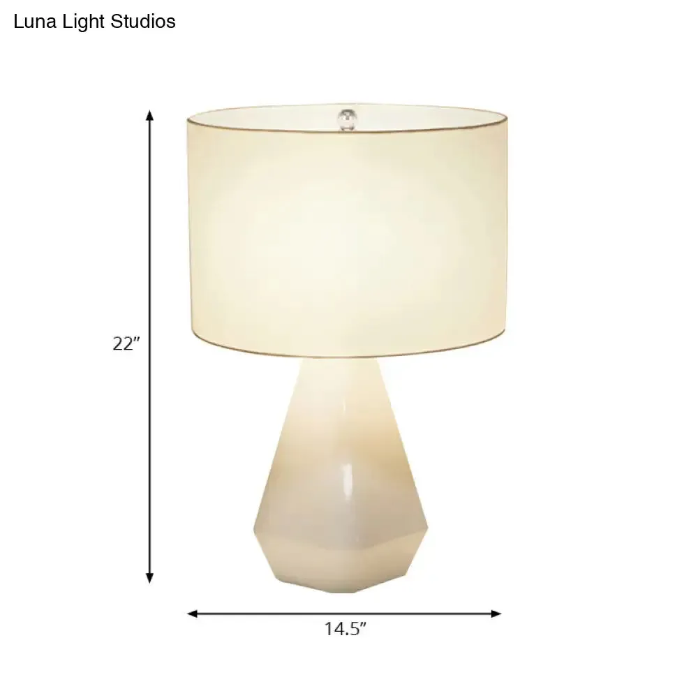 Modern White Fabric Drum Reading Book Desk Light for Bedroom