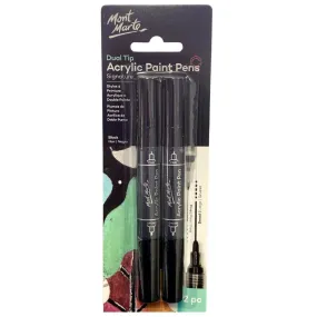 Mont marte Acrylic Paint Pens Dual Tip Black 2pc