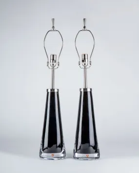Navy Blue Orrefors Lamps