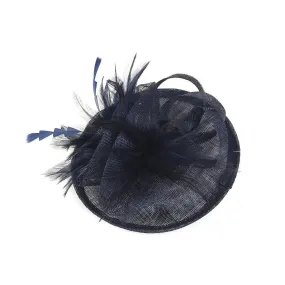 Navy Feather Hair Slide Clip On Fascinator