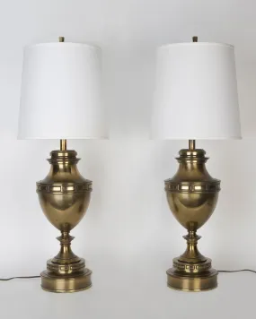 Neoclassical Urn Form Lamps with Geometric Bands
