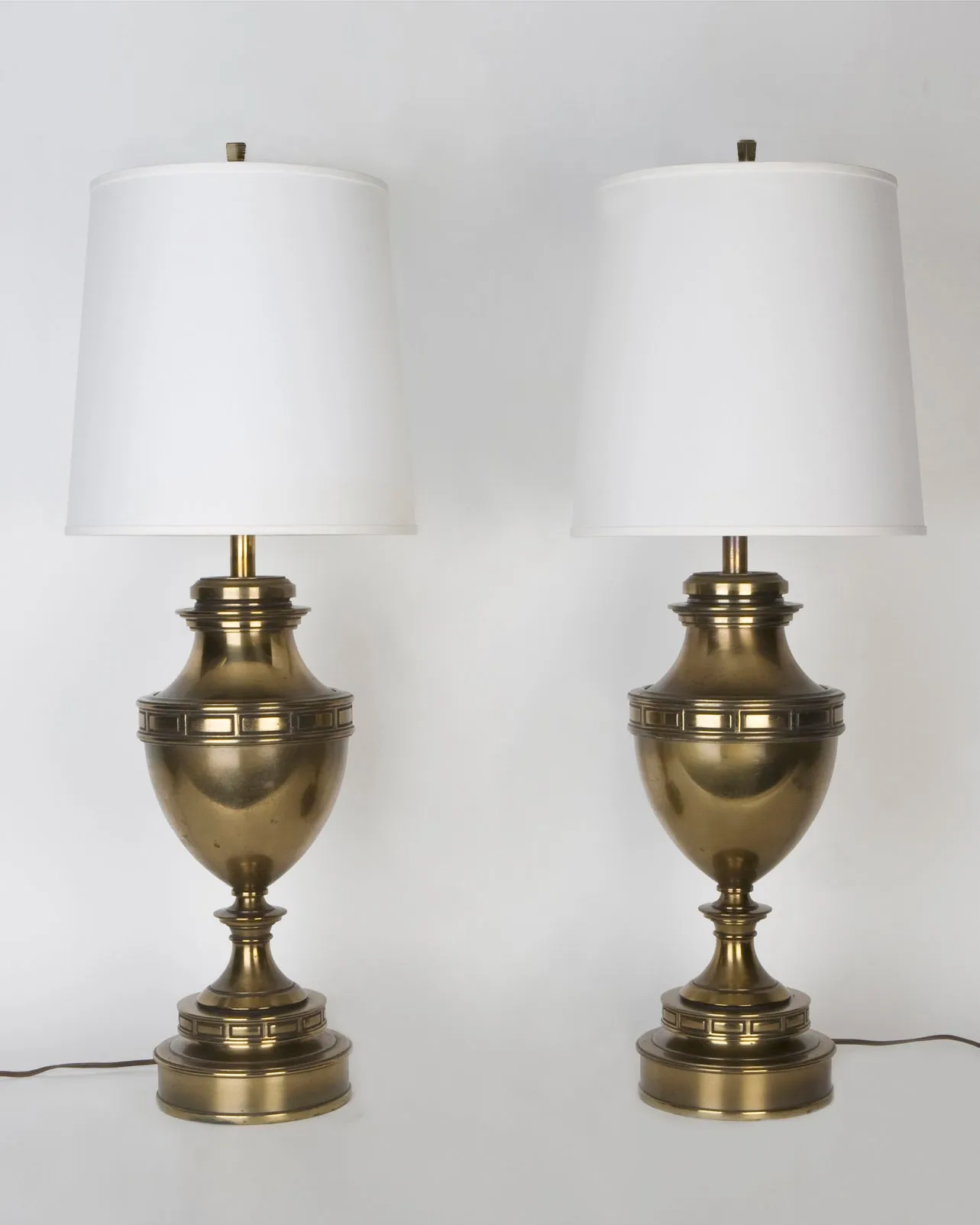 Neoclassical Urn Form Lamps with Geometric Bands