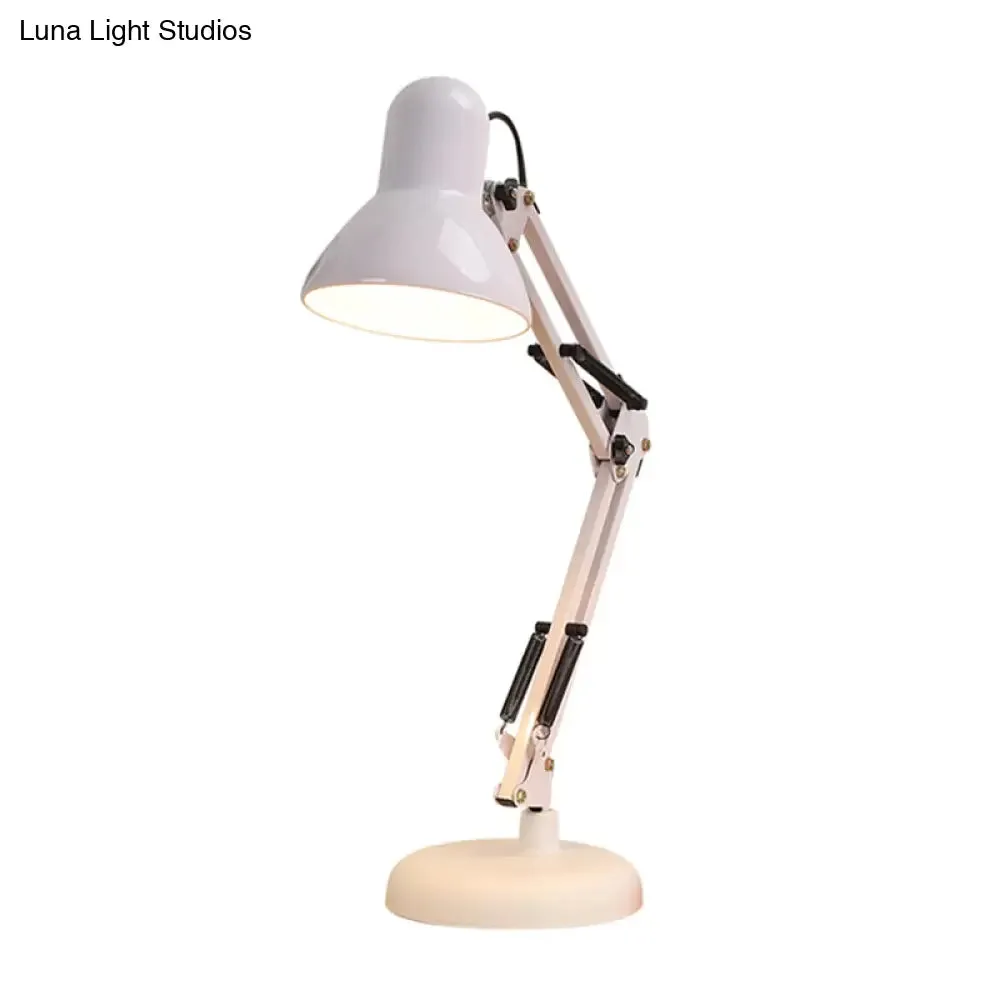 Nordic Style Metallic Desk Lamp - Multi-Joint, 1 Light, White Cone Shade - Ideal for Bedroom Reading