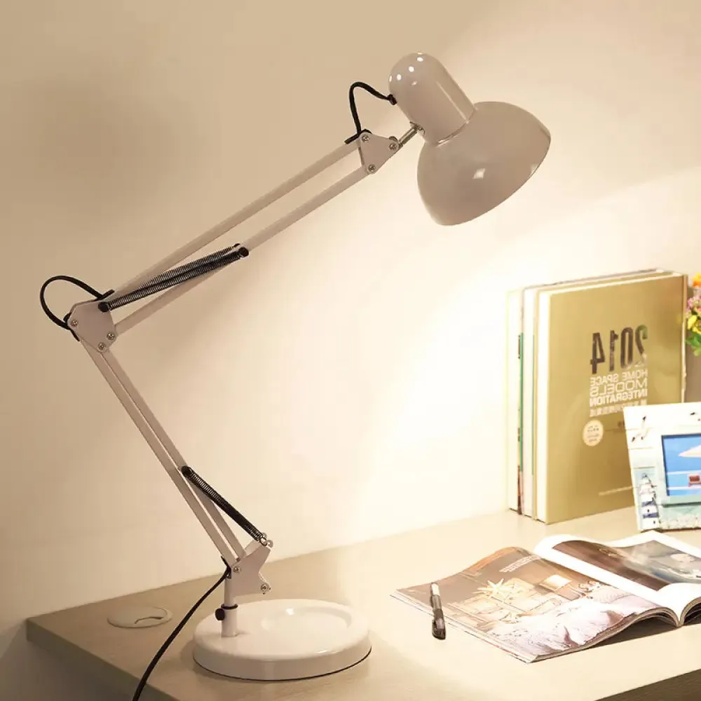 Nordic Style Metallic Desk Lamp - Multi-Joint, 1 Light, White Cone Shade - Ideal for Bedroom Reading