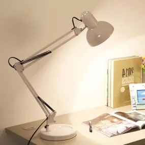 Nordic Style Metallic Desk Lamp - Multi-Joint, 1 Light, White Cone Shade - Ideal for Bedroom Reading