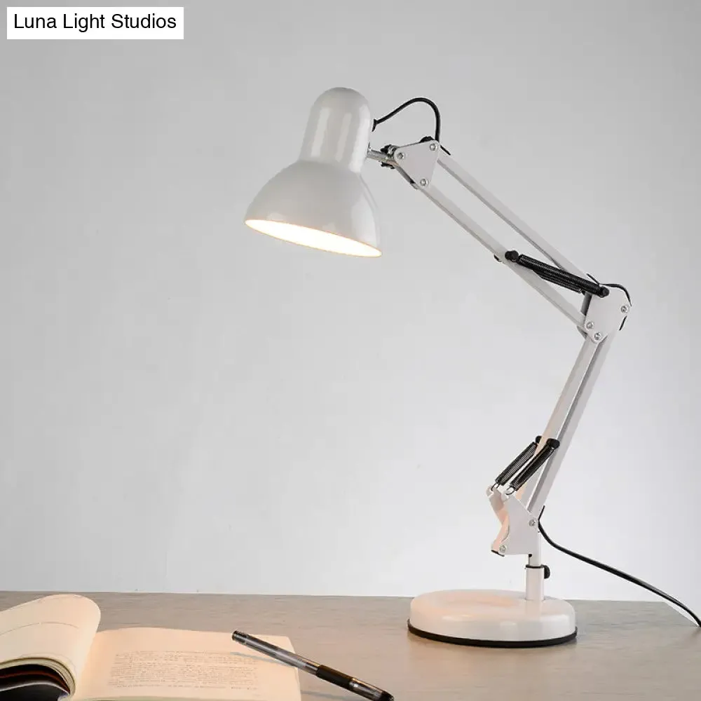 Nordic Style Metallic Desk Lamp - Multi-Joint, 1 Light, White Cone Shade - Ideal for Bedroom Reading