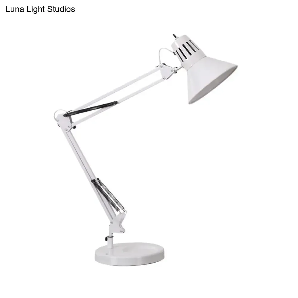 Nordic Style Metallic Desk Lamp - Multi-Joint, 1 Light, White Cone Shade - Ideal for Bedroom Reading