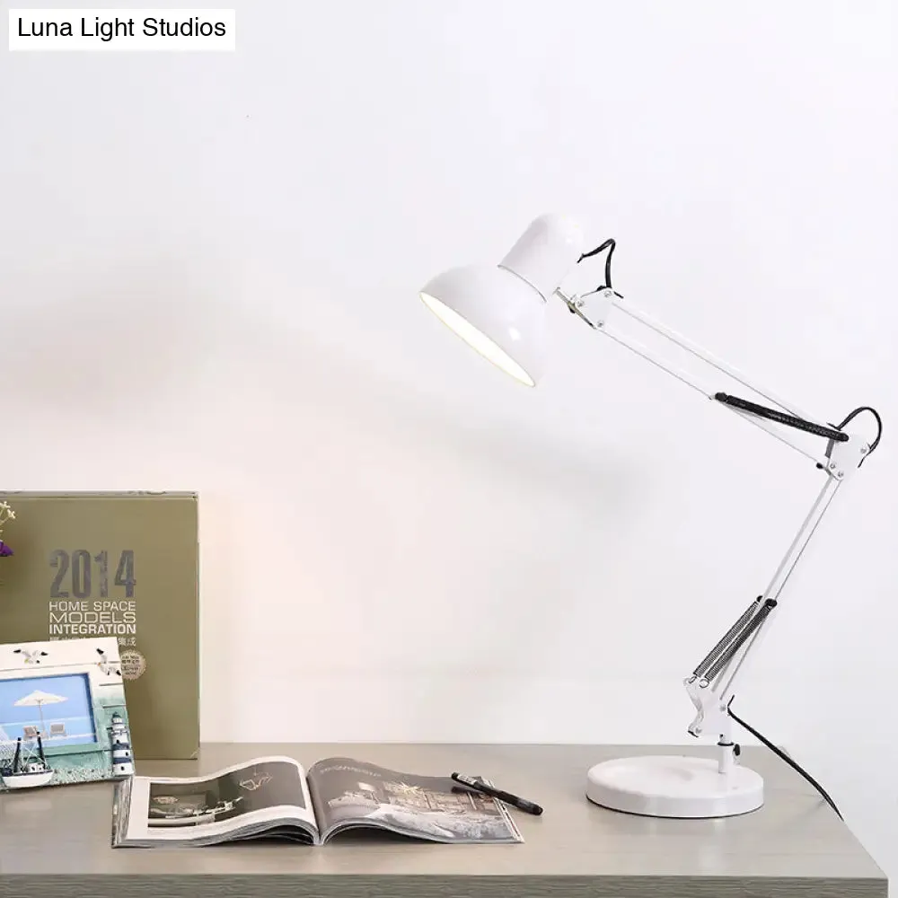 Nordic Style Metallic Desk Lamp - Multi-Joint, 1 Light, White Cone Shade - Ideal for Bedroom Reading