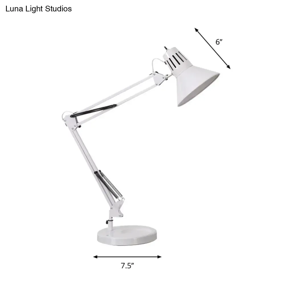 Nordic Style Metallic Desk Lamp - Multi-Joint, 1 Light, White Cone Shade - Ideal for Bedroom Reading