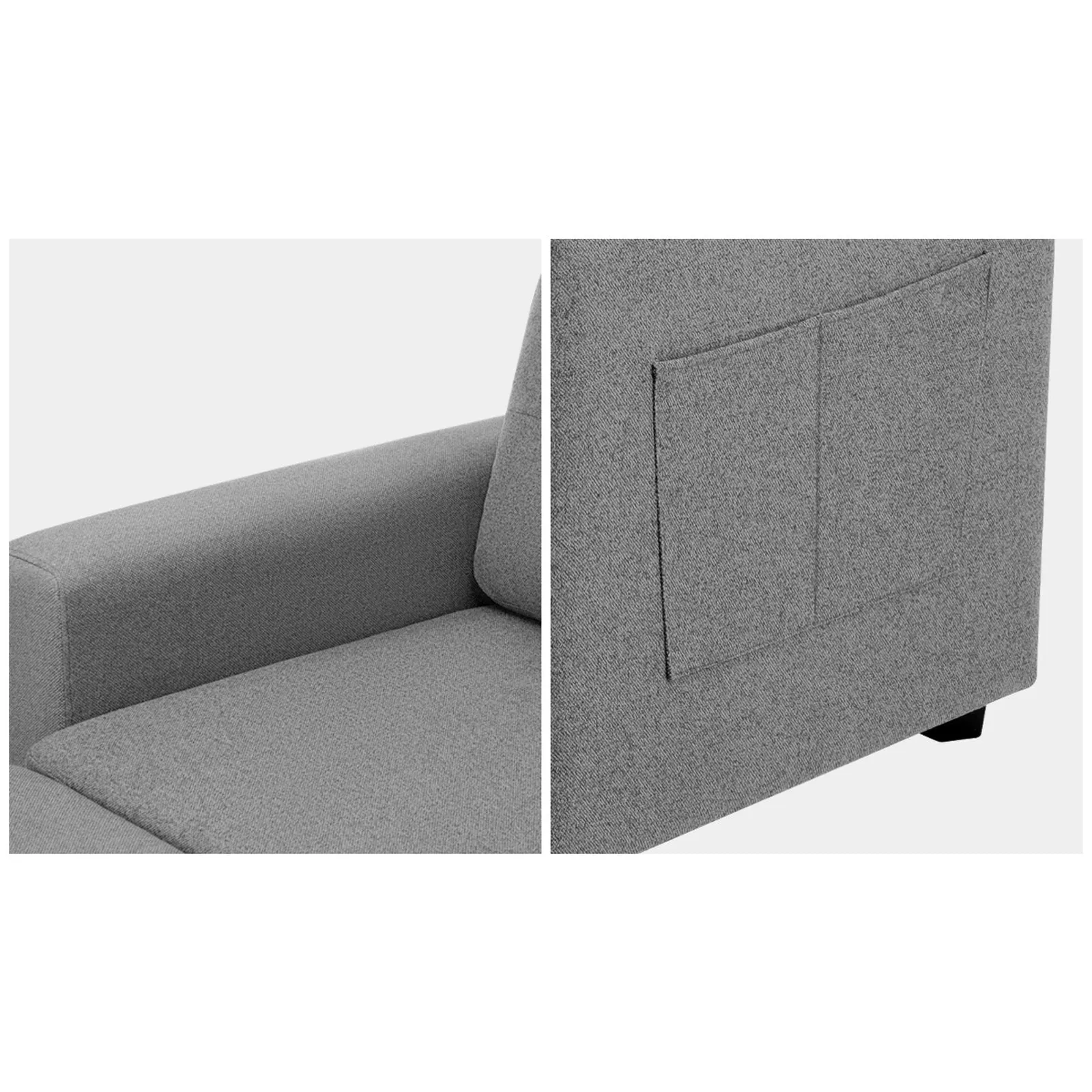 Oikiture Sofa Lounge Set 3 Seater Chaise Modular Couch Drawers Ottoman Fabric