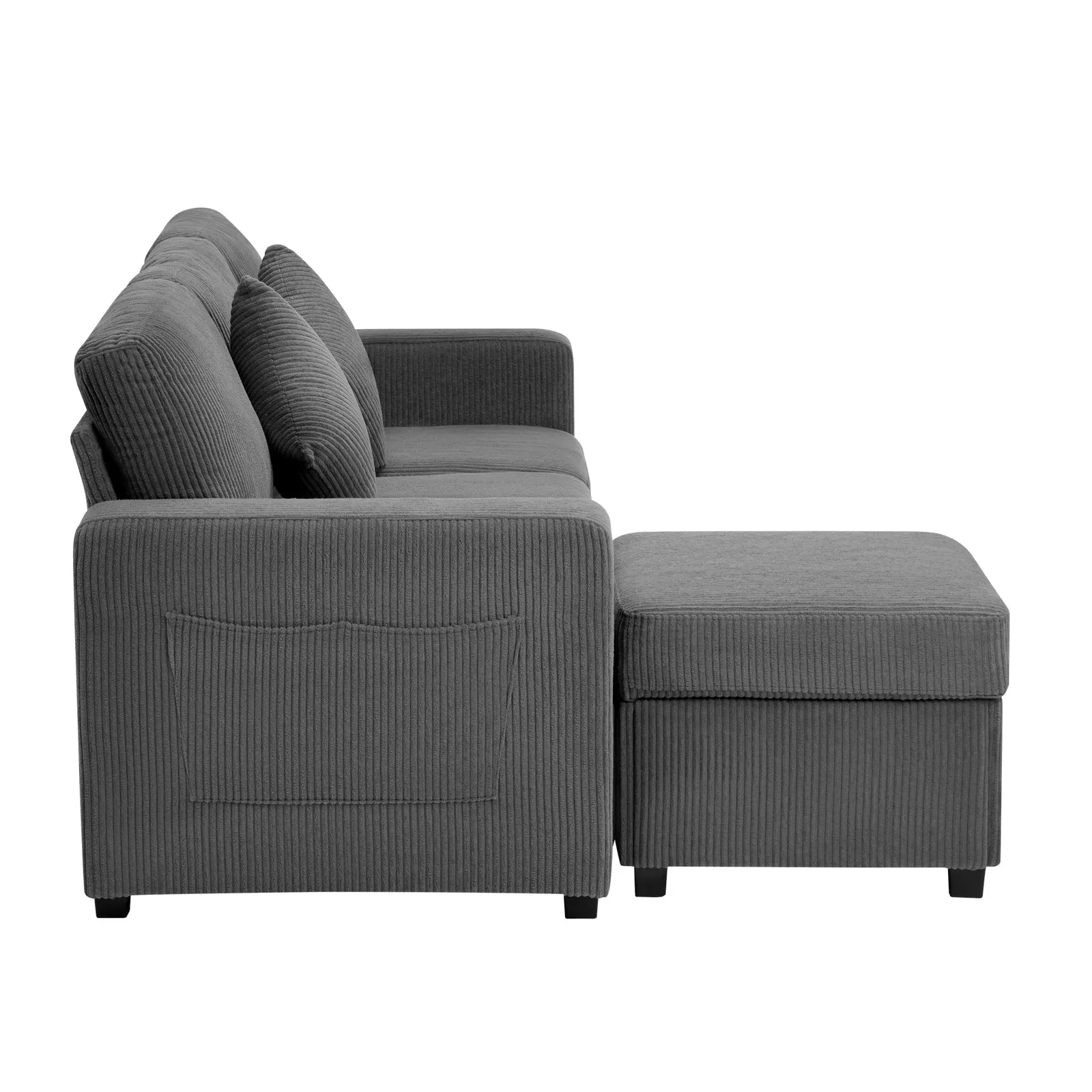 Oikiture Sofa Lounge Set Modular Couch 3 Seater Drawers Ottoman Storage Velvet