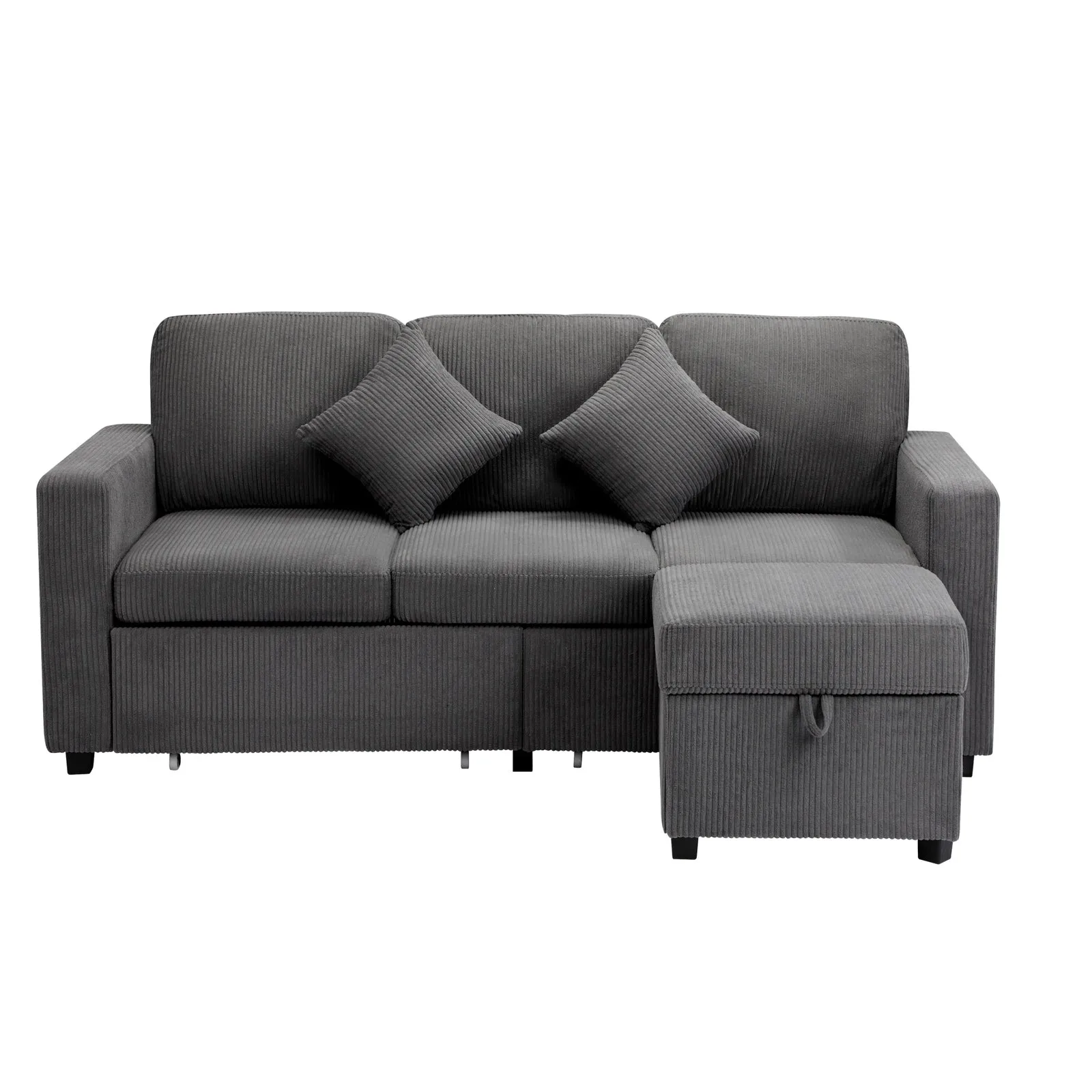 Oikiture Sofa Lounge Set Modular Couch 3 Seater Drawers Ottoman Storage Velvet