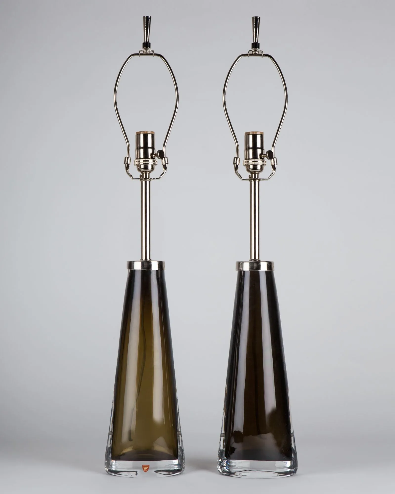 Olive Green Orrefors Glass Lamps