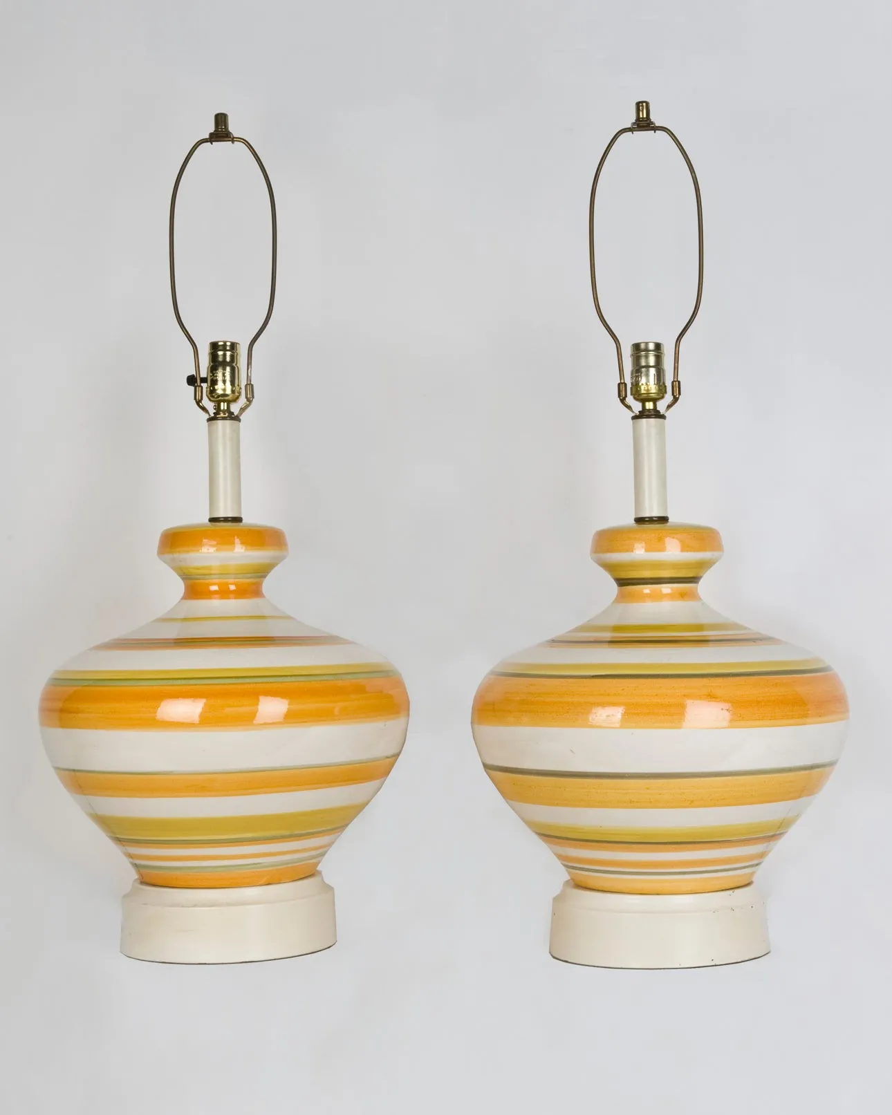 Orange and White Striped Ceramic Lamps