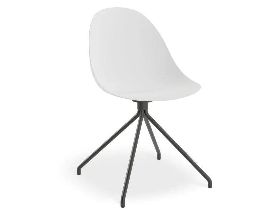 Pebble Chair White with Shell Seat - Natural Beechwood Base