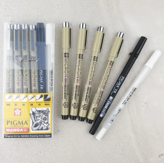 PIGMA AND GELLY ROLL WHITE MANGA PEN SET