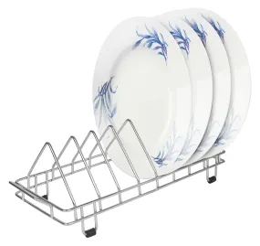 Planet Stainless Steel Dish Stand for Kitchen/Plate Stand/Saucer Stand/Plate Rack/Thali Stand/Modular Kitchen Rack for Kitchen/Tandem Box Accessories (Silver, Pack of 1)
