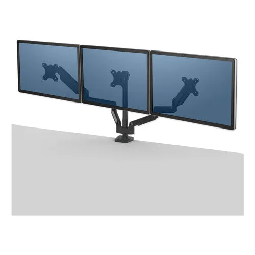 Platinum Series Triple Monitor Arm For 27" Monitors, 360 Deg Rotation,  85/-20 Deg Tilt, 360 Deg Pan, Black, Supports 20 Lb