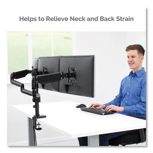 Platinum Series Triple Monitor Arm For 27" Monitors, 360 Deg Rotation,  85/-20 Deg Tilt, 360 Deg Pan, Black, Supports 20 Lb