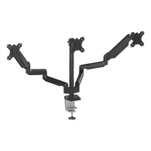 Platinum Series Triple Monitor Arm For 27" Monitors, 360 Deg Rotation,  85/-20 Deg Tilt, 360 Deg Pan, Black, Supports 20 Lb