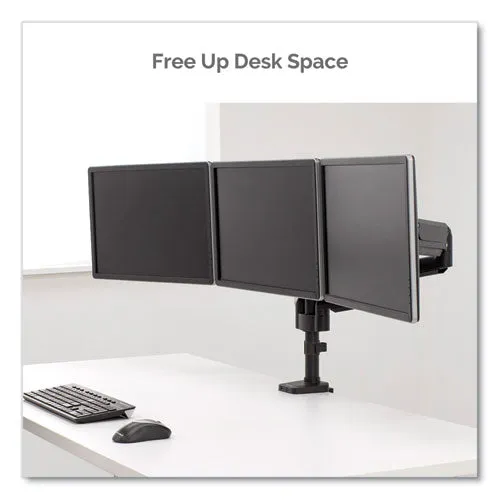 Platinum Series Triple Monitor Arm For 27" Monitors, 360 Deg Rotation,  85/-20 Deg Tilt, 360 Deg Pan, Black, Supports 20 Lb