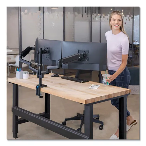 Platinum Series Triple Monitor Arm For 27" Monitors, 360 Deg Rotation,  85/-20 Deg Tilt, 360 Deg Pan, Black, Supports 20 Lb