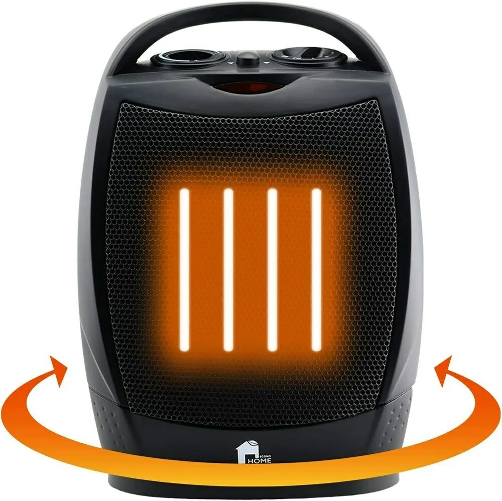 Portable Electric Space Heater Super Quiet Oscillating Heater Fan Thermostat