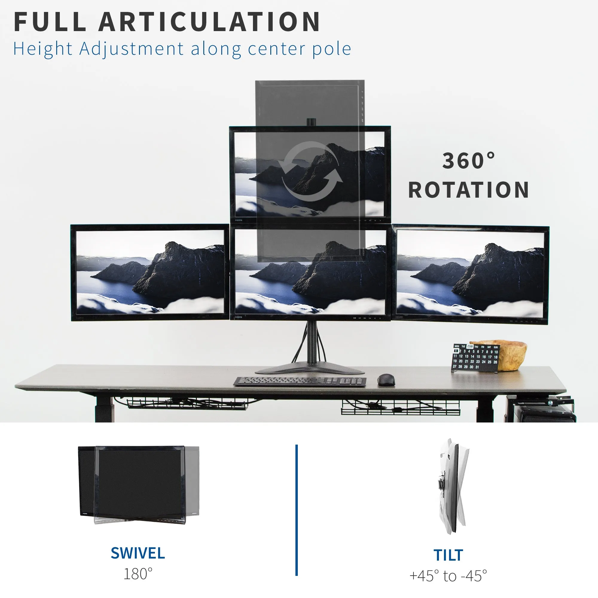 Quad 13” to 24” Monitor Desk Stand