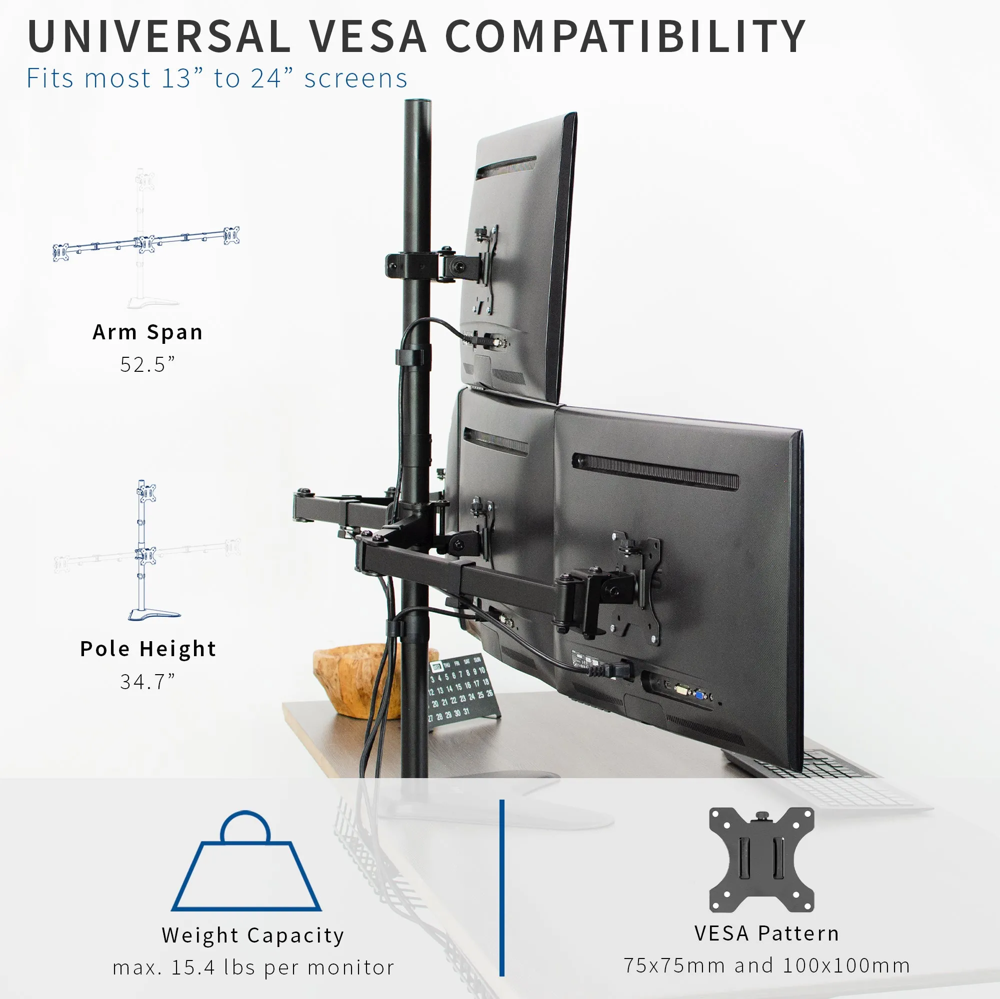Quad 13” to 24” Monitor Desk Stand