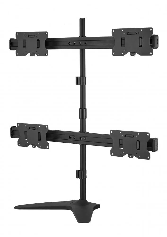 Quad LED LCD Monitor Stand up Freestanding Desk Mount for Support up to 32" Monitors, 29 inch Pole Heavy Duty Fully Adjustable Stand, Black (2004MSFP)