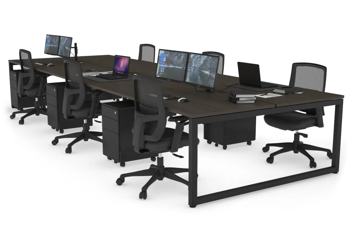 Quadro Loop Legs 6 Person Office Workstation [1600L x 800W with Cable Scallop]