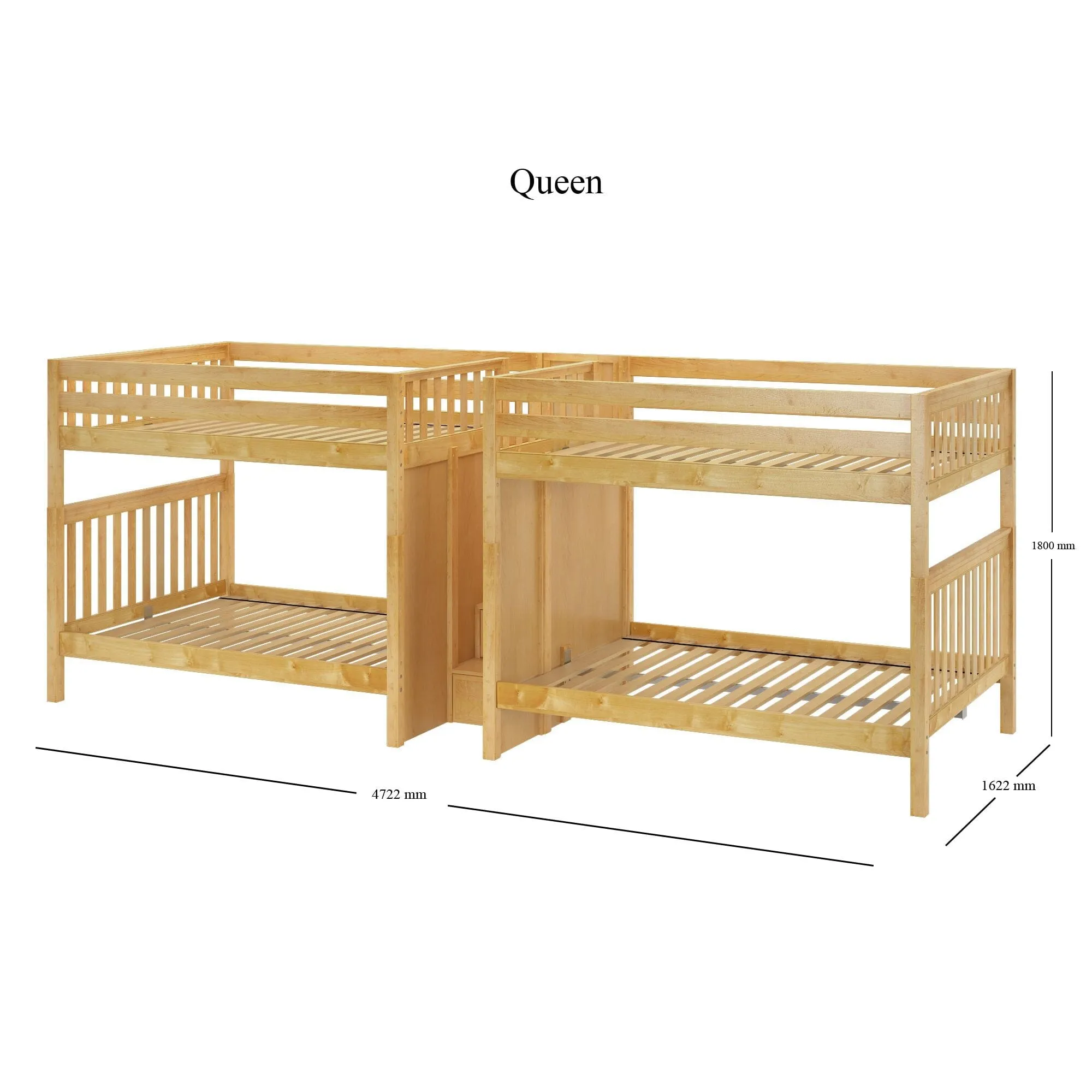 Queen High Quad Bunk with Stairs in Middle